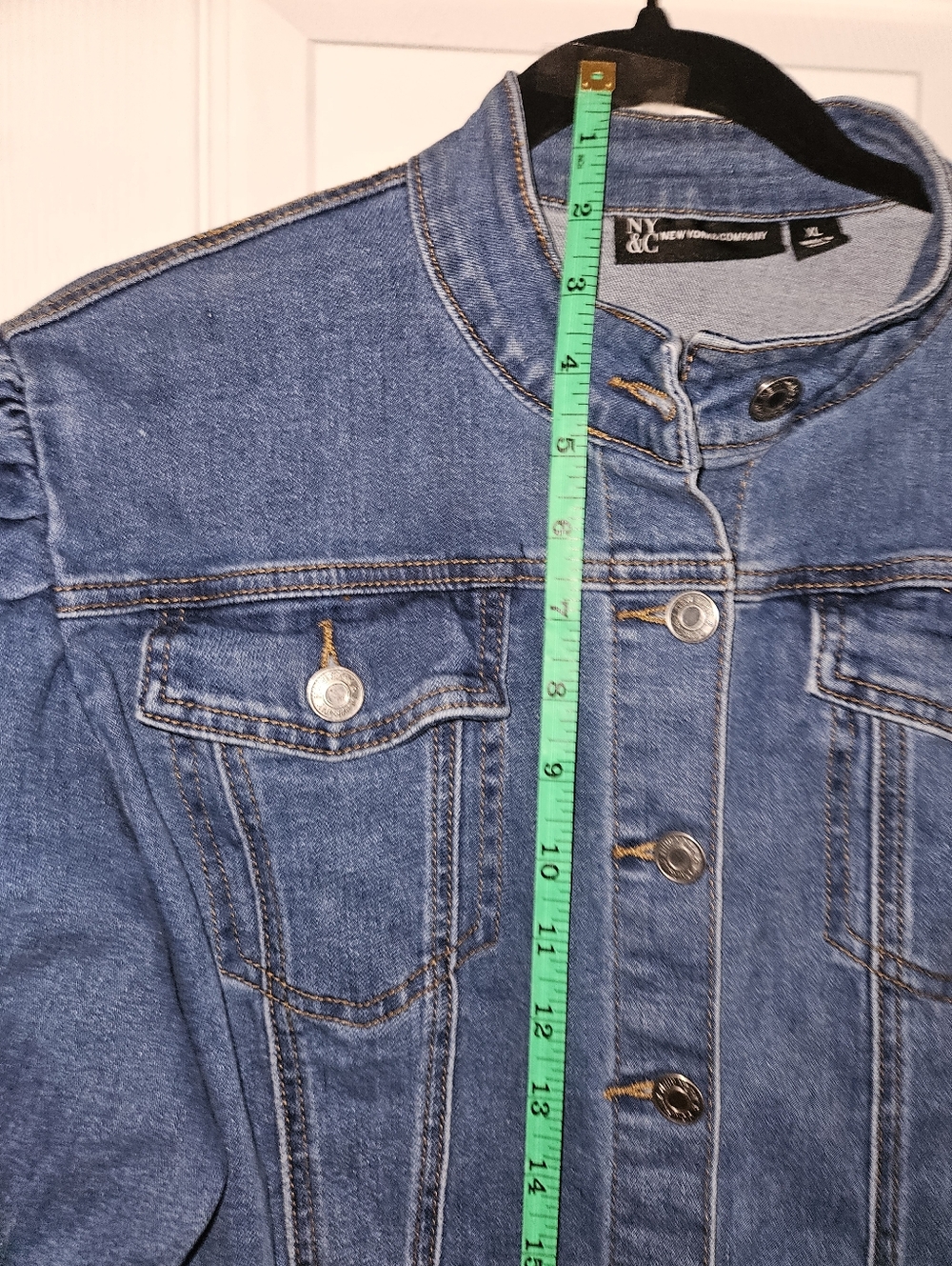 NY&C Co. Puff Sleeve Denim Dress Sz XL - Picture 11 of 14